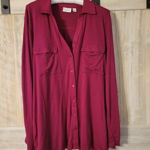 Kim Rogers knit button down - large